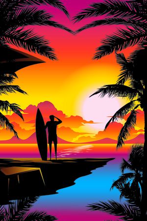 椰子树印花华亿平台图片