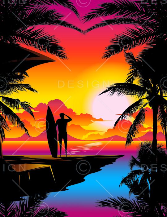 椰子树印花华亿平台图片