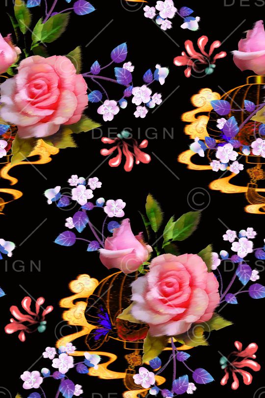 玫瑰花印花华亿平台图片