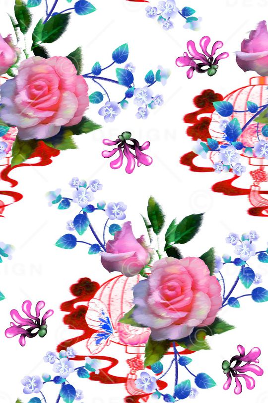 玫瑰花印花华亿平台图片