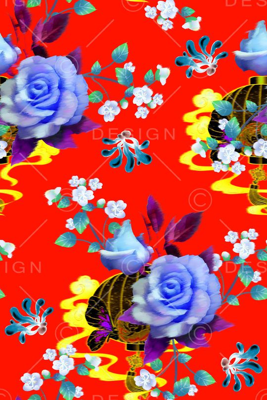 玫瑰花印花华亿平台图片