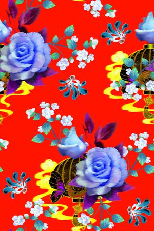 玫瑰花印花华亿平台图片