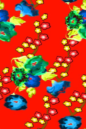 清爽底花卉印花华亿平台图片