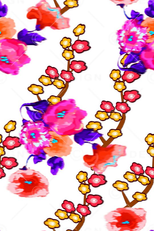 清爽底花卉印花华亿平台图片