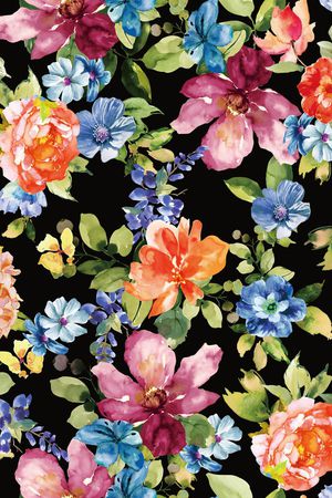 手绘花卉印花华亿平台图片