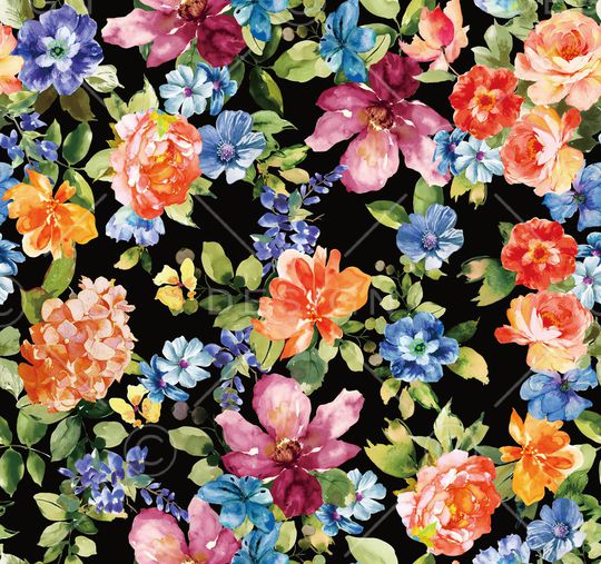 手绘花卉印花华亿平台图片