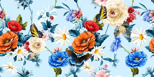 花卉蝴蝶印花华亿平台图片