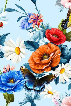 花卉蝴蝶印花华亿平台图片