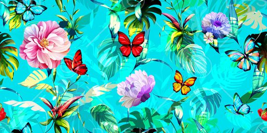 花卉蝴蝶印花华亿平台图片