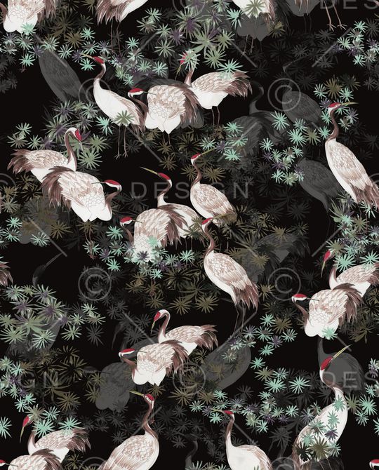 仙鹤印花华亿平台图片