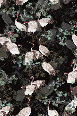 仙鹤印花华亿平台图片