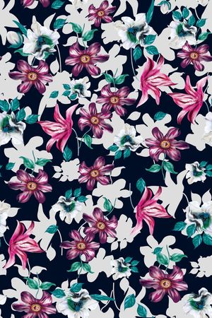 手绘花卉印花华亿平台图片