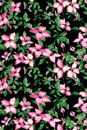 手绘花卉印花华亿平台图片