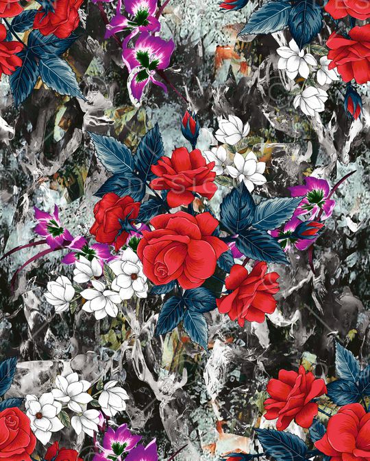 玫瑰花印花华亿平台图片