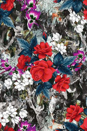 玫瑰花印花华亿平台图片