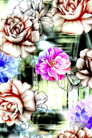 抽象花卉印花华亿平台图片