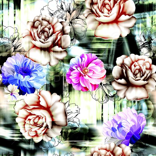 抽象花卉印花华亿平台图片