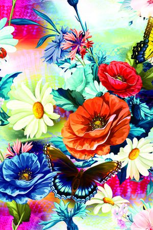 花卉蝴蝶印花华亿平台图片