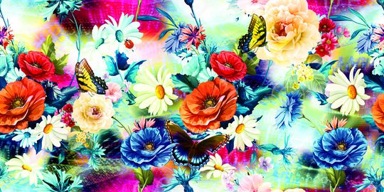 花卉蝴蝶印花华亿平台图片