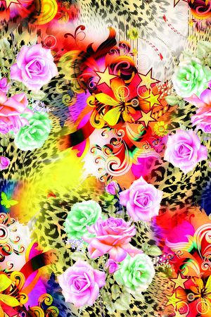 抽象花卉印花华亿平台图片