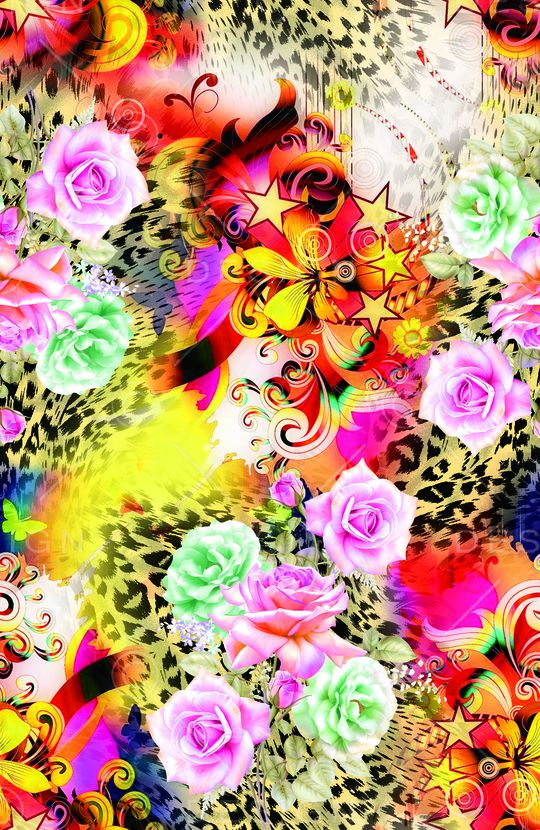 抽象花卉印花华亿平台图片