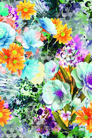 抽象花卉印花华亿平台图片