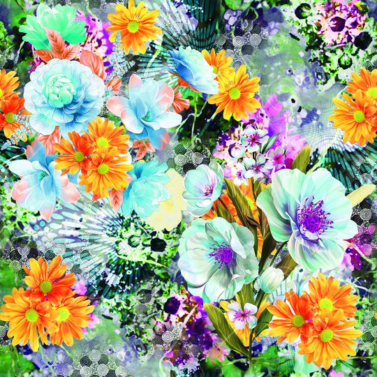 抽象花卉印花华亿平台图片