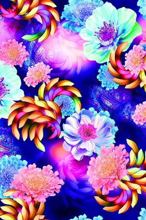 抽象花卉印花华亿平台图片