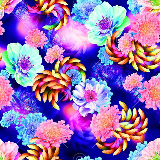 抽象花卉印花华亿平台图片