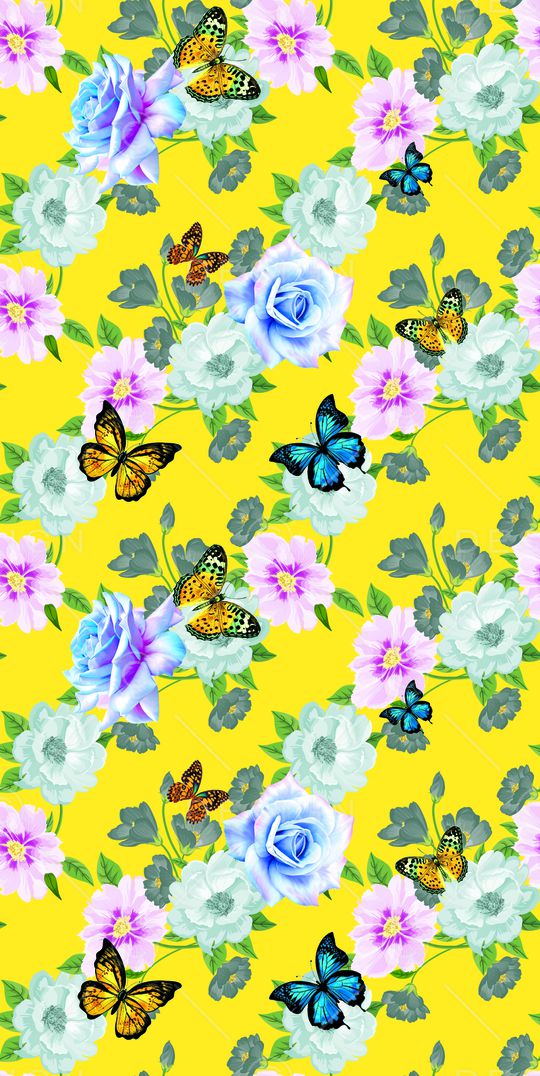 花卉蝴蝶印花华亿平台图片