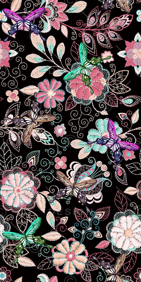 花卉蝴蝶印花华亿平台图片