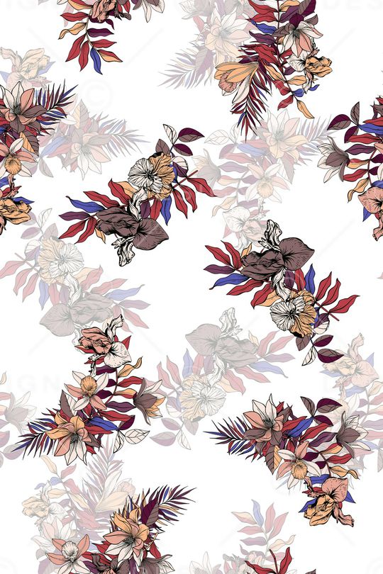 抽象花卉印花华亿平台图片