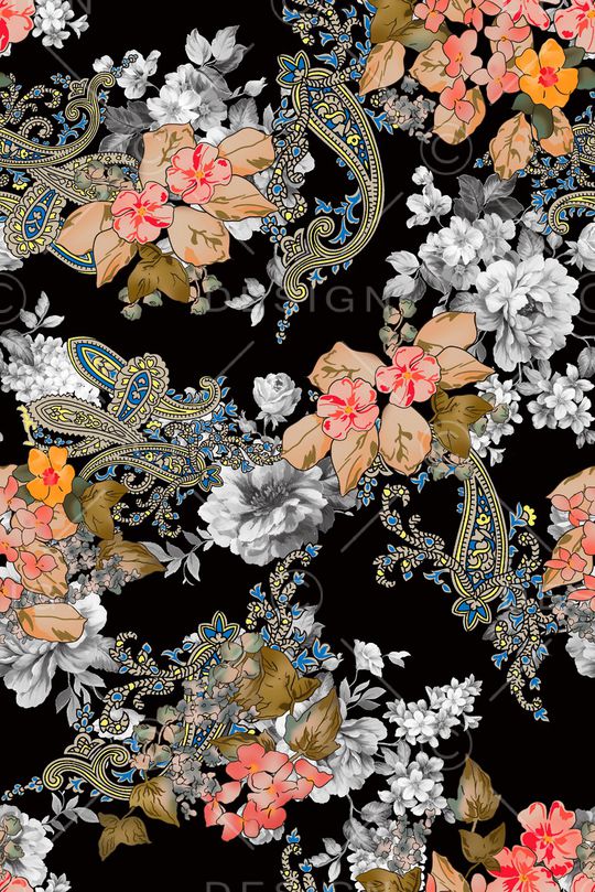 抽象花卉印花华亿平台图片