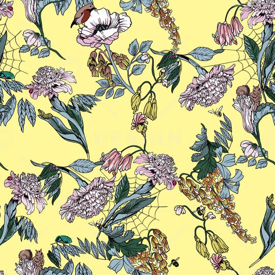 手绘花卉印花华亿平台图片