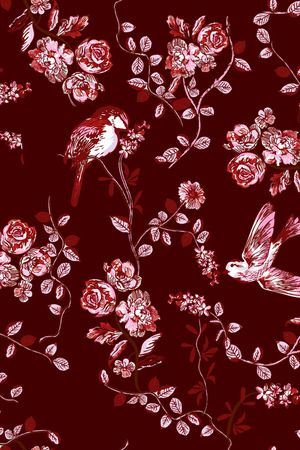 花鸟印花华亿平台图片