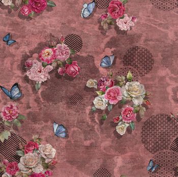 花卉蝴蝶印花华亿平台图片