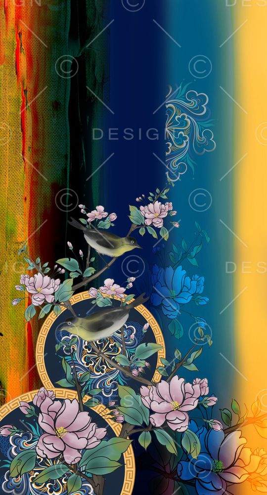 中国风定位花印花华亿平台图片