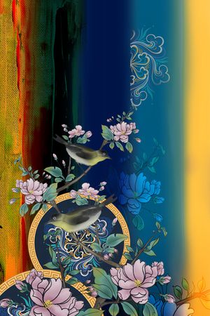 中国风定位花印花华亿平台图片