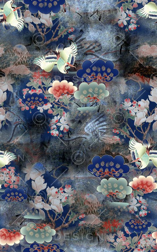 仙鹤印花华亿平台图片