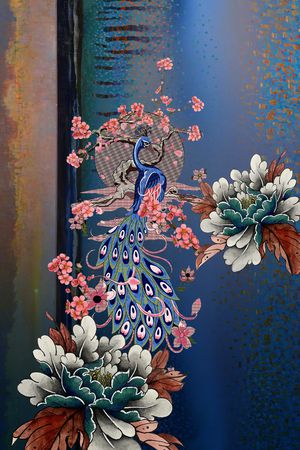 中国风定位花印花华亿平台图片