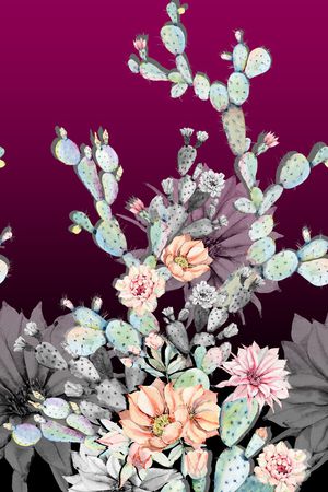 仙人掌印花华亿平台图片