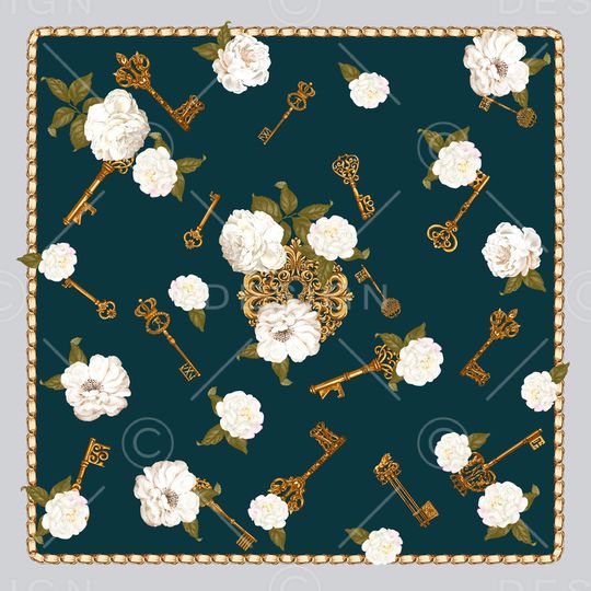 丝巾定位花印花华亿平台图片