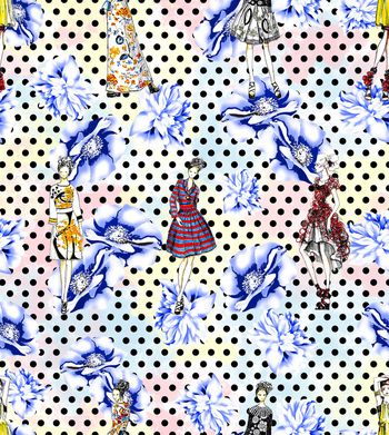 彩底花卉印花华亿平台图片