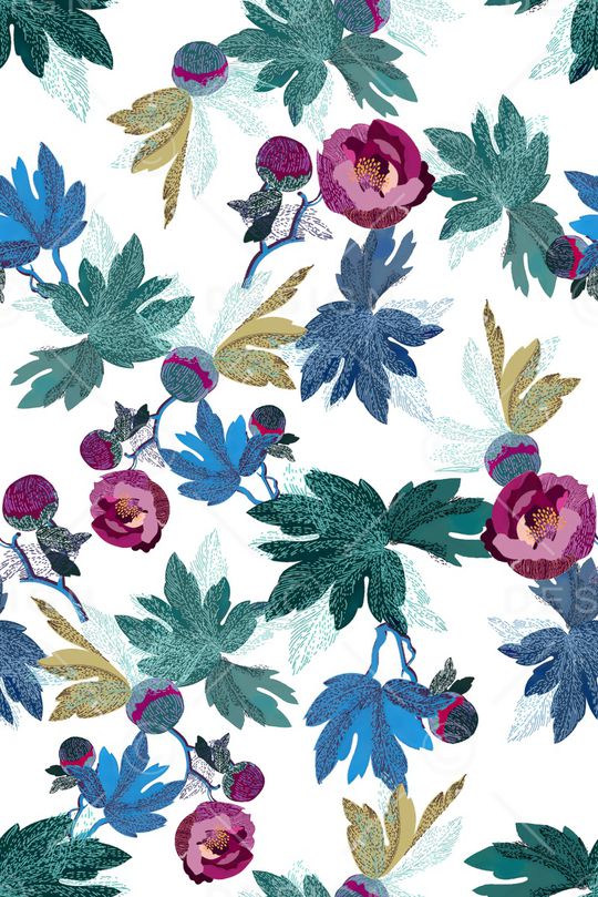 抽象花卉印花华亿平台图片