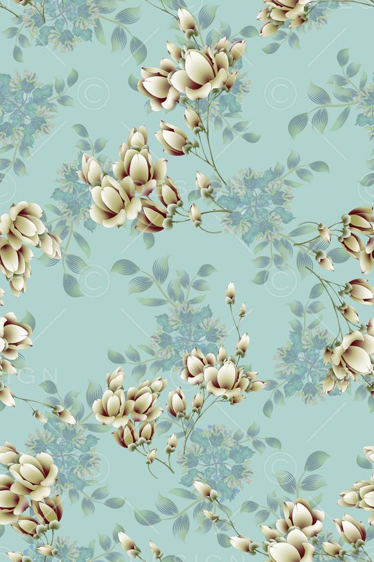 清爽底花卉印花华亿平台图片