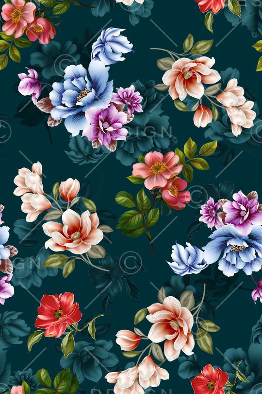 彩底花卉印花华亿平台图片