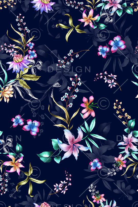 彩底花卉印花华亿平台图片