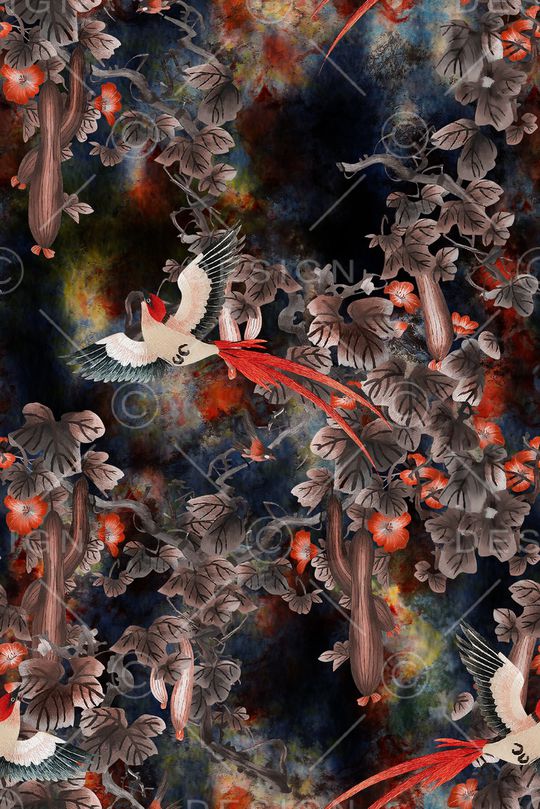 花鸟印花华亿平台图片