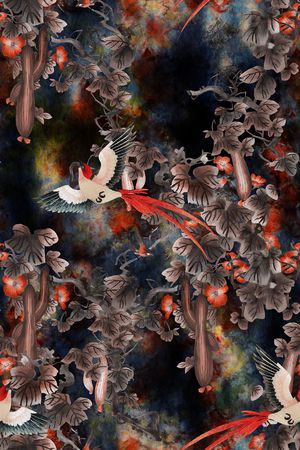 花鸟印花华亿平台图片