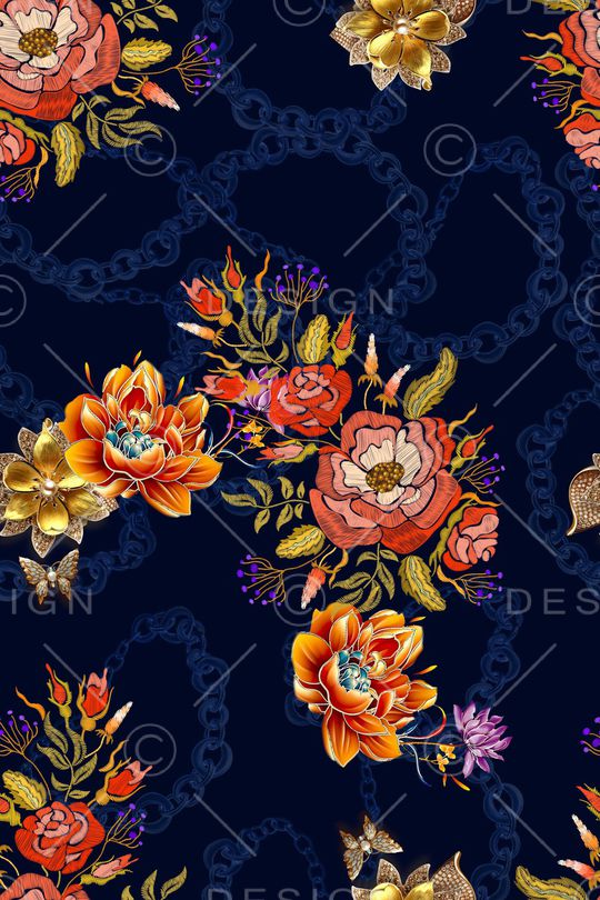 连衣裙印花华亿平台图片